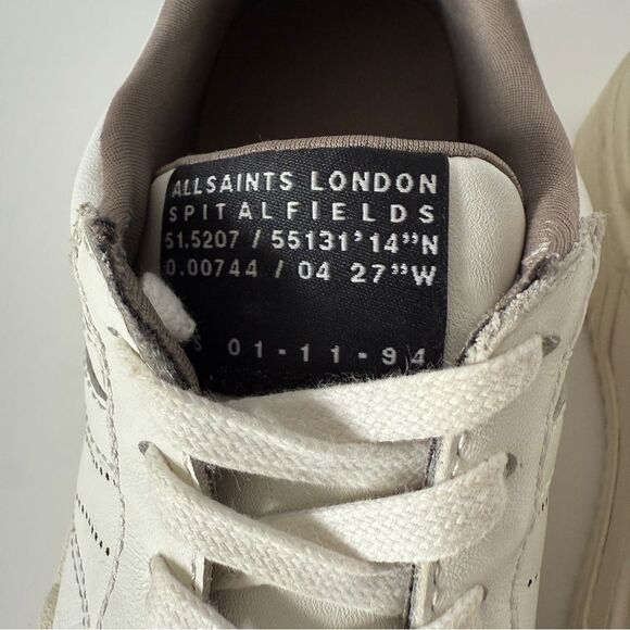 AllSaints Womens Vix White Leather Lace Up WF706Y Sneaker Size 5 - Picture 4 of 9